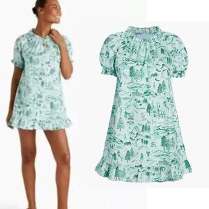 Hill House Home Katherine Nap Dress Ski Chalet Green ruffle A-line mini Large